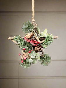 Handmade Hanging star wreath 25 x 25 x 7cm Christmas/seasonal hanging wreath