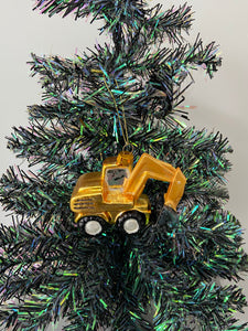 Glass Christmas yellow digger Christmas bauble tree hanging decoration/christmas/seasonal/ glass hanging item