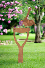 Indlæs billede til gallerivisning Handmade rusty garden wren on a fork 61cm - Marissa&#39;s Garden &amp; Gift
