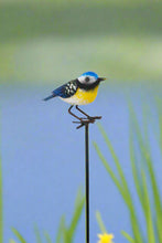 Indlæs billede til gallerivisning Handmade powder coated Blue tit on a pole sculpture 130cm tall
