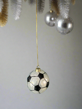 Load image into Gallery viewer, Glass Christmas football Christmas bauble tree hanging decoration/christmas/seasonal/ glass hanging item
