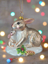 Load image into Gallery viewer, Glass bunny rabbit Christmas bauble tree hanging decoration/christmas/seasonal/ glass hanging item
