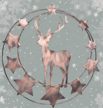 Indlæs billede til gallerivisning Handmade reindeer bronze wall art for indoors/outdoors 30 x 1 x 32cm
