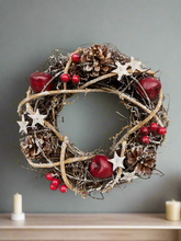 Load image into Gallery viewer, Handmade hanging wreath/ Christmas seasonal decor 25 x 25 x 7cm
