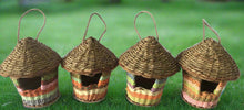 Laden Sie das Bild in den Galerie-Viewer, Handmade hut weave rattan birdhouses with roof measuring 15 x 18cm - Marissa&#39;s Garden &amp; Gift
