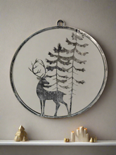 Charger l&#39;image dans la galerie, Handmade reindeer and tree silver wall art for indoors/outdoors 30 x 1 x 32cm
