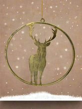 Afbeelding in Gallery-weergave laden, Handmade reindeer gold wall art for indoors/outdoors 30 x 1 x 32cm
