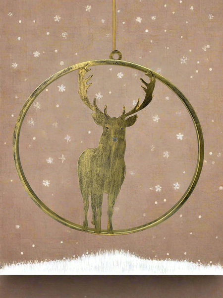 Handmade reindeer gold wall art for indoors/outdoors 30 x 1 x 32cm