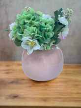 Load image into Gallery viewer, Small handmade rounded pastel pink 20cm bamboo vase
