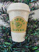 Load image into Gallery viewer, Coffee cup hanging decoration/christmas/seasonal/ glass hanging item
