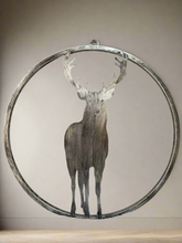 Laden Sie das Bild in den Galerie-Viewer, Handmade reindeer silver wall art for indoors/outdoors 30 x 1 x 32cm
