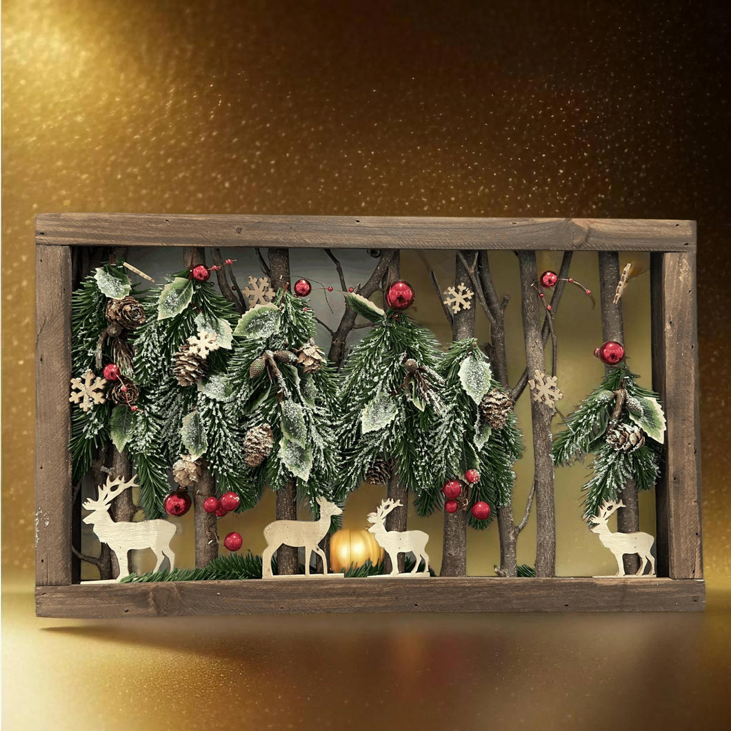 Handmade Christmas table wooden deco 50 x 30 x 5cm decor/christmas/seasonal/shelf seasonal decorations