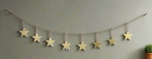 Load image into Gallery viewer, Handmade powder coated hanging gold heart garland measuring 150 x 20 x 1cm
