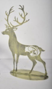 Handmade gold and silver metal powder coated reindeers on stand table decoration measuring 41cm- quantity:2