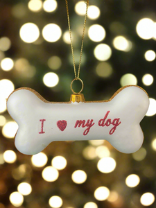 Glass dog bone Christmas bauble tree hanging decoration/christmas/seasonal/ glass hanging item - Marissa's Garden & Gift