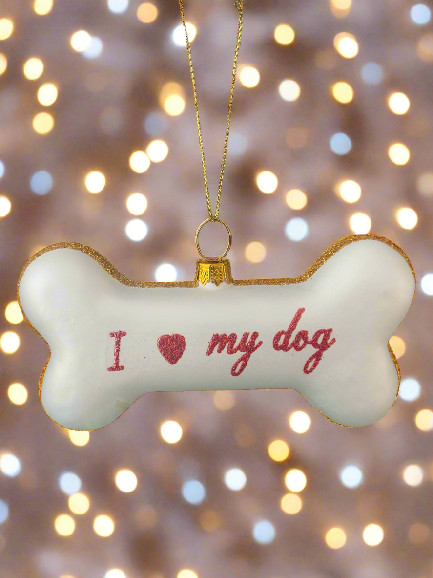 Glass dog bone Christmas bauble tree hanging decoration/christmas/seasonal/ glass hanging item - Marissa's Garden & Gift