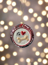 Load image into Gallery viewer, Glass dog bowl Christmas bauble tree hanging decoration/christmas/seasonal/ glass hanging item
