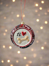 Load image into Gallery viewer, Glass dog bowl Christmas bauble tree hanging decoration/christmas/seasonal/ glass hanging item
