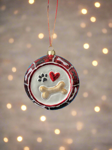 Glass dog bowl Christmas bauble tree hanging decoration/christmas/seasonal/ glass hanging item