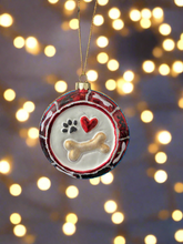 Load image into Gallery viewer, Glass dog bowl Christmas bauble tree hanging decoration/christmas/seasonal/ glass hanging item
