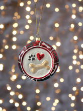 Load image into Gallery viewer, Glass dog bowl Christmas bauble tree hanging decoration/christmas/seasonal/ glass hanging item
