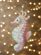 Load image into Gallery viewer, Glass sea horse Christmas bauble tree hanging decoration/christmas/seasonal/ glass hanging item
