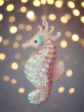 Load image into Gallery viewer, Glass sea horse Christmas bauble tree hanging decoration/christmas/seasonal/ glass hanging item
