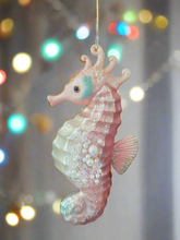 Load image into Gallery viewer, Glass sea horse Christmas bauble tree hanging decoration/christmas/seasonal/ glass hanging item
