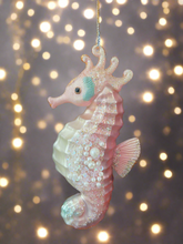 Load image into Gallery viewer, Glass sea horse Christmas bauble tree hanging decoration/christmas/seasonal/ glass hanging item
