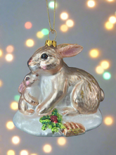 Load image into Gallery viewer, Glass bunny rabbit Christmas bauble tree hanging decoration/christmas/seasonal/ glass hanging item
