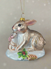 Load image into Gallery viewer, Glass bunny rabbit Christmas bauble tree hanging decoration/christmas/seasonal/ glass hanging item
