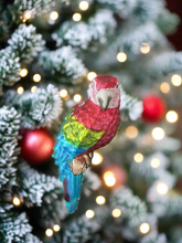 Load image into Gallery viewer, Christmas parrot bauble tree hanging decoration/christmas/seasonal/ glass hanging item
