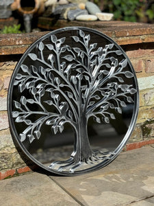 Tree of life silver resin touch Outdoor/Indoor mirror/ mirrored wall art