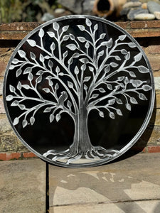 Tree of life silver resin touch Outdoor/Indoor mirror/ mirrored wall art