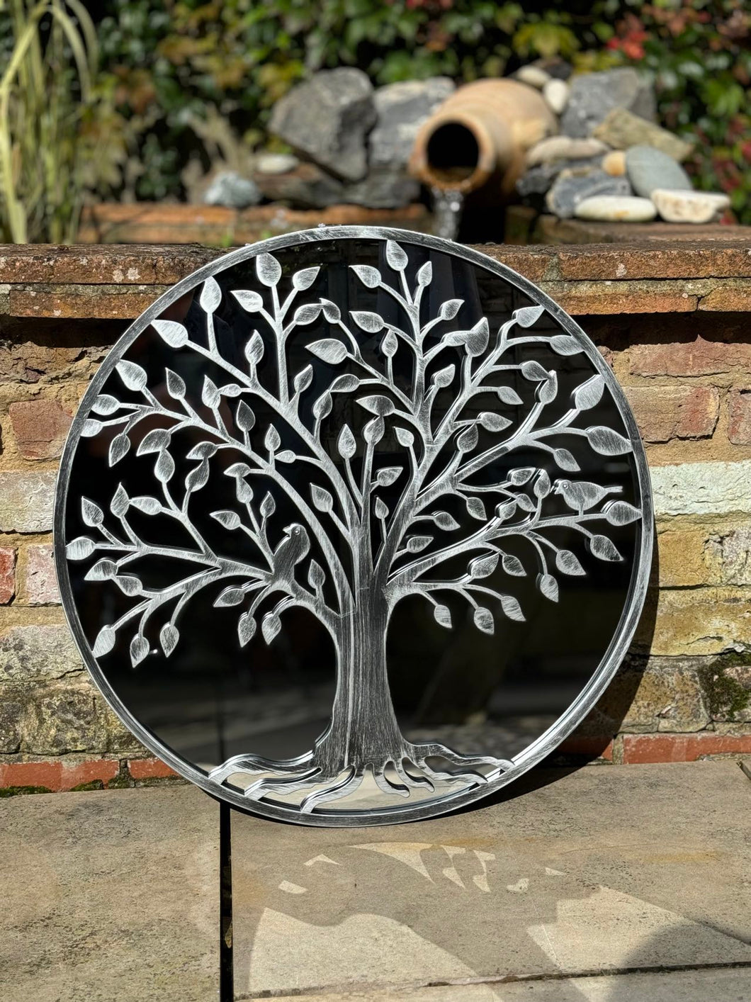 Tree of life silver resin touch Outdoor/Indoor mirror/ mirrored wall art