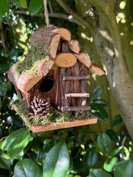 Handmade wooden Birdhouse with wooden stairs & acorn design 16 x 11 x 17cm