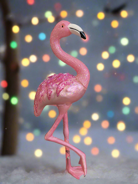 Christmas flamingo hanging decoration/christmas/seasonal/ glass hanging item