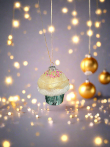 Christmas cupcake hanging decoration/christmas/seasonal/ glass hanging item