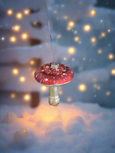 Load image into Gallery viewer, Christmas mushroom hanging decoration/christmas/seasonal/ glass hanging item
