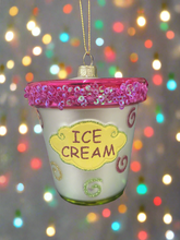 Load image into Gallery viewer, Christmas glass ice cream tub /christmas/seasonal/ glass hanging item
