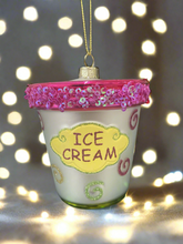 Load image into Gallery viewer, Christmas glass ice cream tub /christmas/seasonal/ glass hanging item
