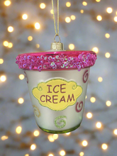 Indlæs billede til gallerivisning Christmas glass ice cream tub /christmas/seasonal/ glass hanging item
