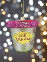 Load image into Gallery viewer, Christmas glass ice cream tub /christmas/seasonal/ glass hanging item
