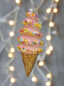 Glass Christmas ice cream cone Christmas bauble tree hanging decoration/christmas/seasonal/ glass hanging item