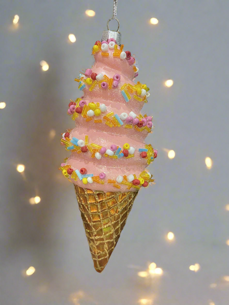 Glass Christmas ice cream cone Christmas bauble tree hanging decoration/christmas/seasonal/ glass hanging item