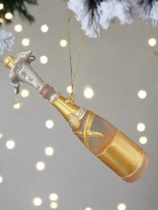 Glass champagne bottle bauble tree hanging decoration/christmas/seasonal/ glass hanging item