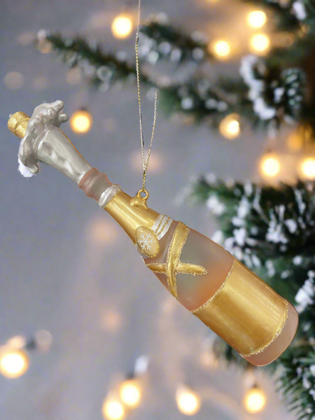 Glass champagne bottle bauble tree hanging decoration/christmas/seasonal/ glass hanging item