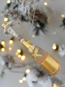 Glass champagne bottle bauble tree hanging decoration/christmas/seasonal/ glass hanging item