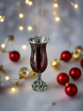 Load image into Gallery viewer, Glass red wine glass bauble tree hanging decoration/Christmas/seasonal/ glass hanging item
