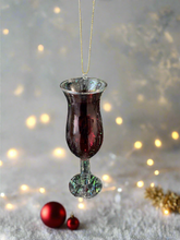 Charger l&#39;image dans la galerie, Glass red wine glass bauble tree hanging decoration/Christmas/seasonal/ glass hanging item
